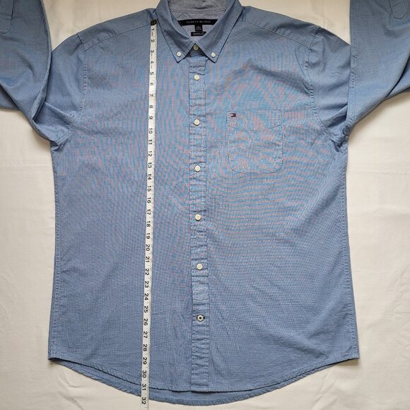 Tommy Hilfiger Mens Blue Button Down Shirt Coastal Grandpa Academia Size XL - Picture 6 of 10